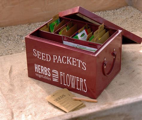 original metal seed box organiser|seed packet organizer box.